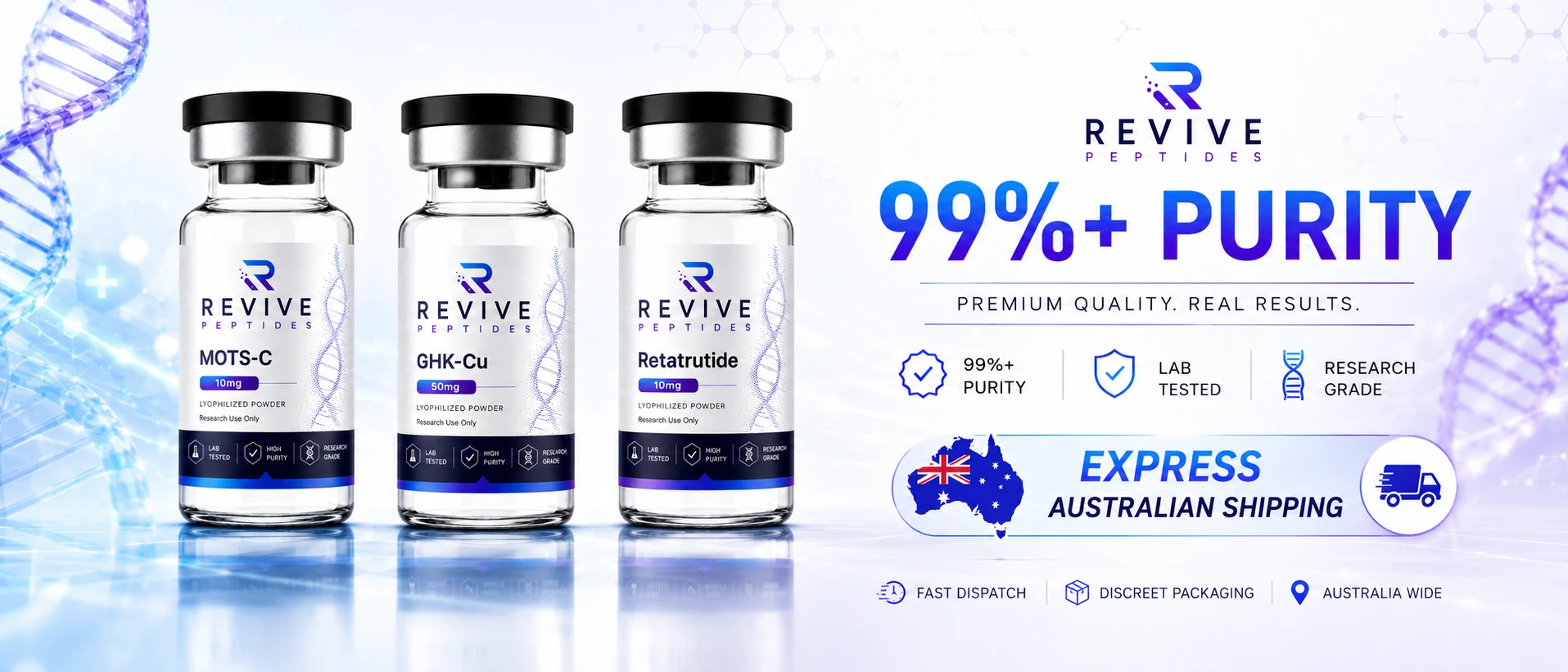 Origin Labs purity standard — every research peptide lot independently HPLC-MS assayed above 99% before release in New Zealand